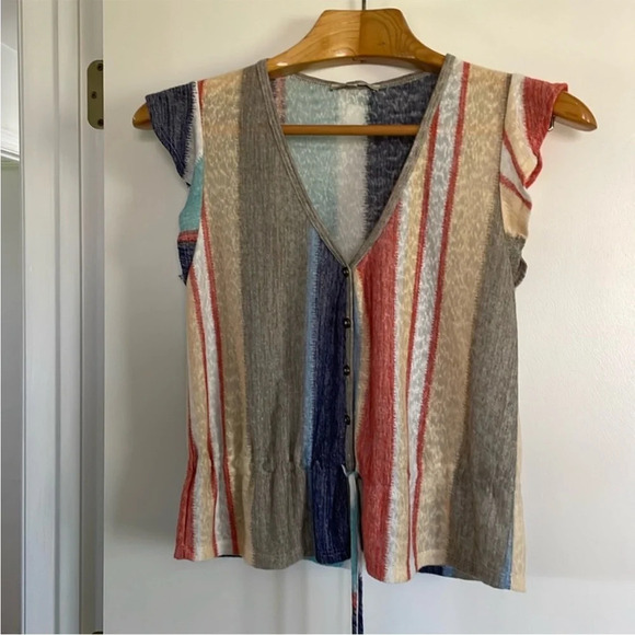 Cozy Casual Multicolor Striped Button-Down Top - Picture 1 of 6